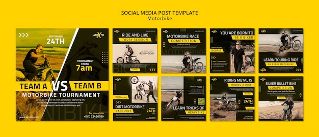 Gratis PSD motorcompetitie social media postset