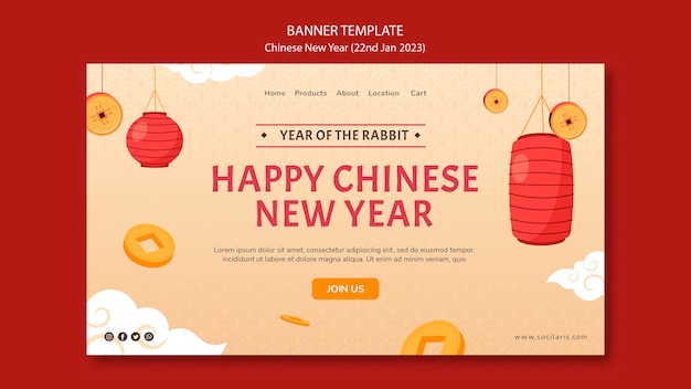 PSD gratuito muestra banner año nuevo chino