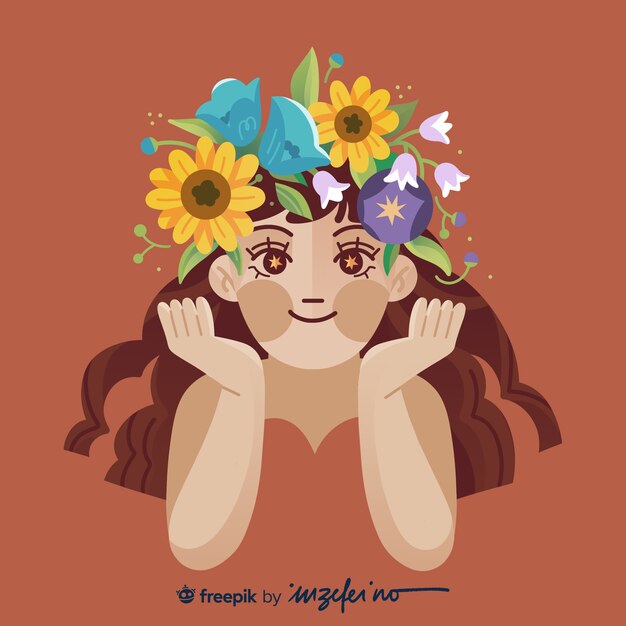 Mujer con corona floral