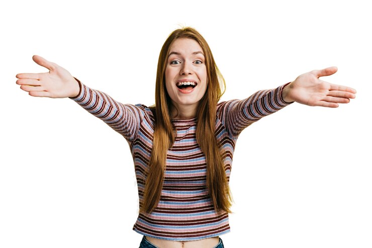 PSD gratuito mujer expresiva gesticulando