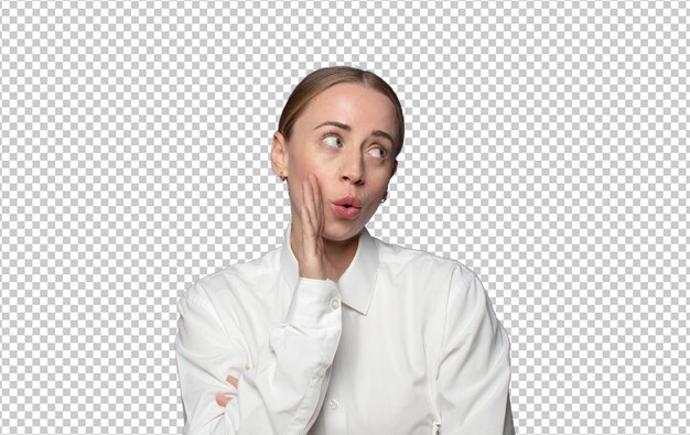Una mujer de negocios bonita con un espacio de copia