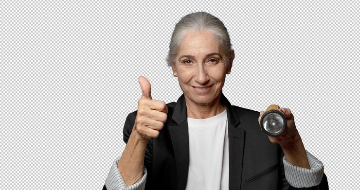 PSD gratuito mujer de negocios con una luz de linterna