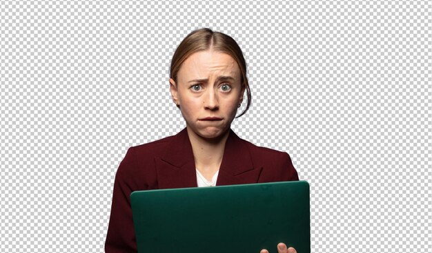 mujer de negocios usando una computadora portátil
