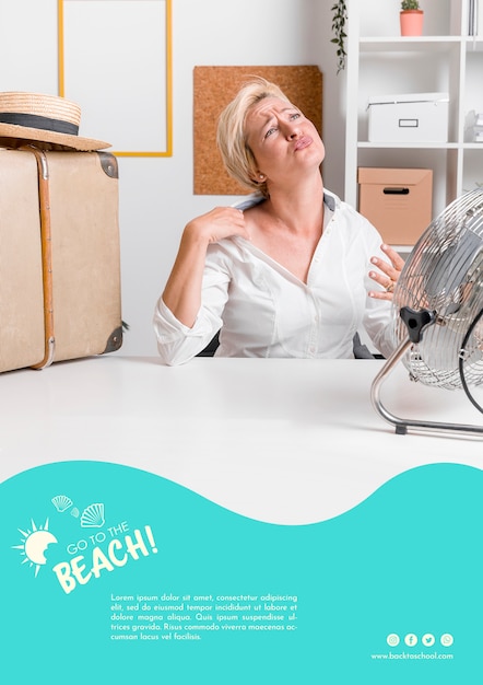 mujer en plantilla de calor de verano