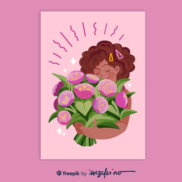 PSD gratuito mujer que sostiene el ramo hermoso de la flor