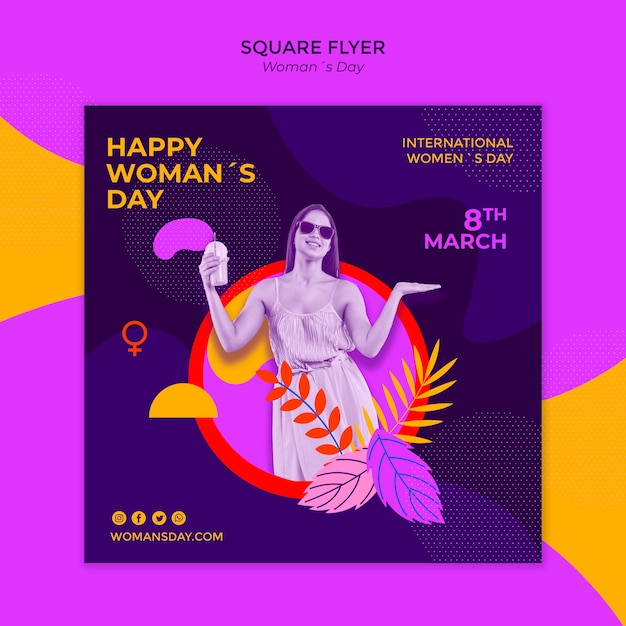 PSD gratuito mujer en vestido de verano flyer cuadrado del día de la mujer