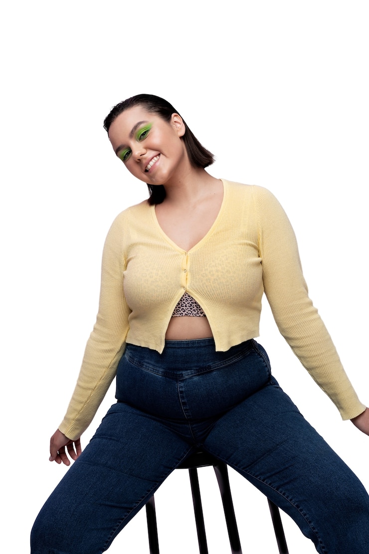 PSD gratuito mujer de vista frontal con maquillaje genial