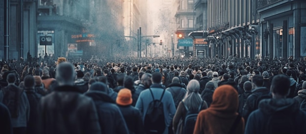 PSD gratuito multitud de personas protestando juntas caminando por la ciudad ia generativa