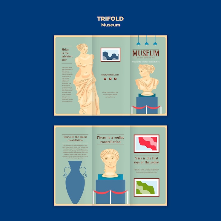 PSD Gratis museum trifold brochure template design