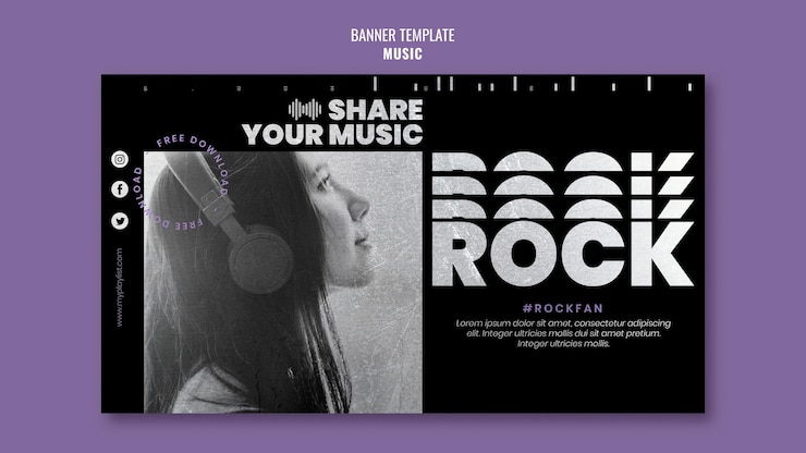 PSD Gratis music banner template with photo