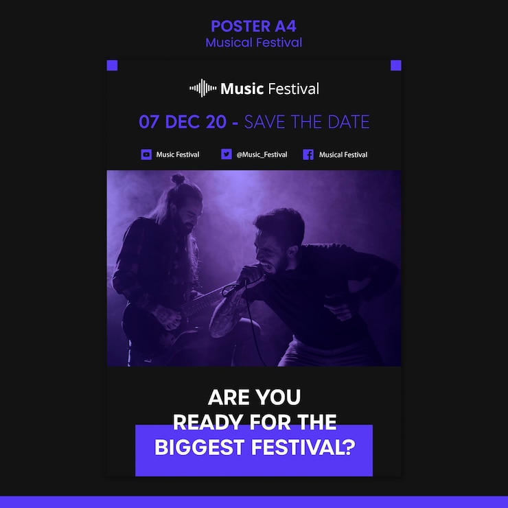 PSD Gratis music festival template poster