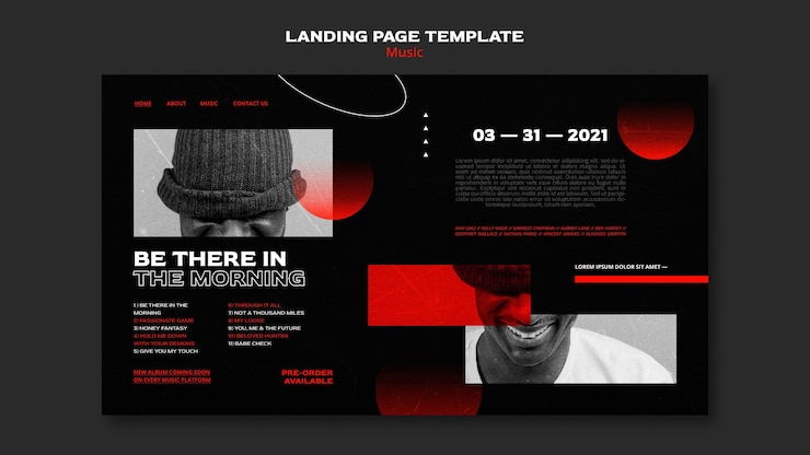 PSD Gratis music tickets sale landing page