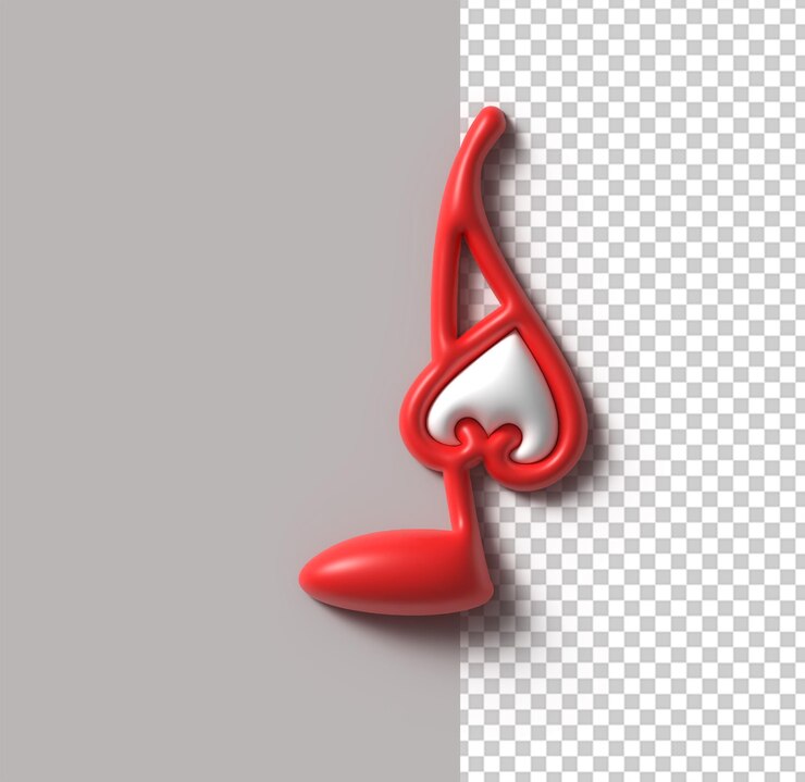 PSD gratuito musica moderna logo 3d cuore clef simbolo file psd trasparente
