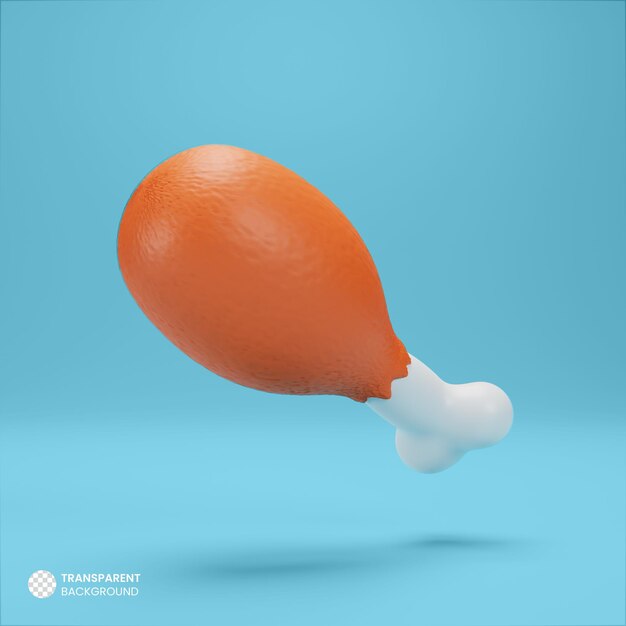 Muslo de pollo frito icono aislado 3d render ilustración