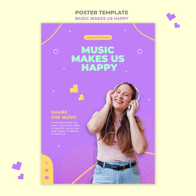 Gratis PSD muziek concept poster sjabloon