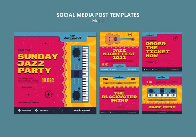 Gratis PSD muziek entertainment instagram berichten sjabloon