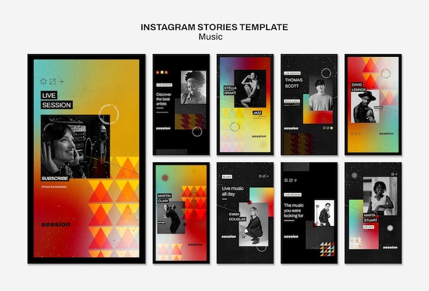 Gratis PSD muziek laat instagram-verhalen zien