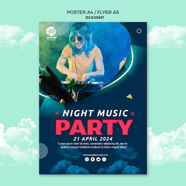 Gratis PSD muziek partij concept poster flyer sjabloon