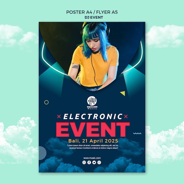 Gratis PSD muziek partij concept poster flyer sjabloon