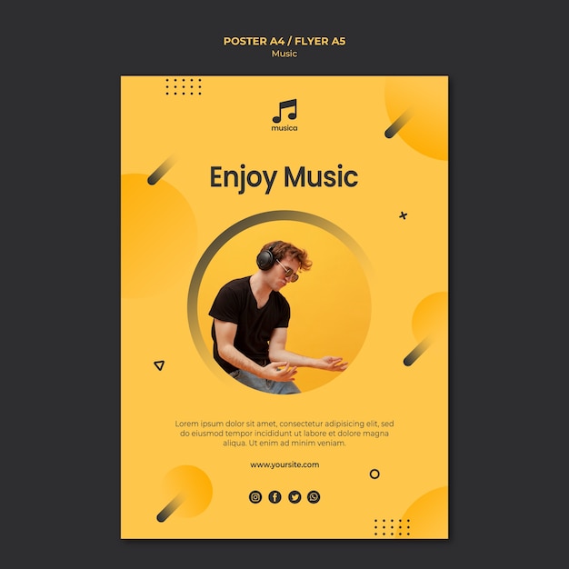 Gratis PSD muziek poster sjabloon concept