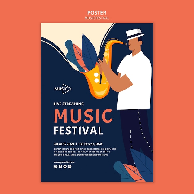 Gratis PSD muziekfestival poster sjabloon