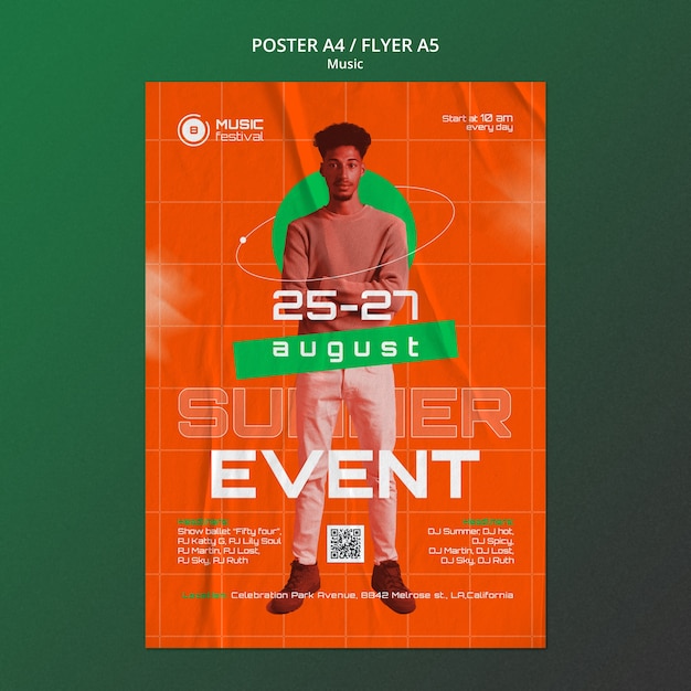 Gratis PSD muziekfestival poster sjabloon