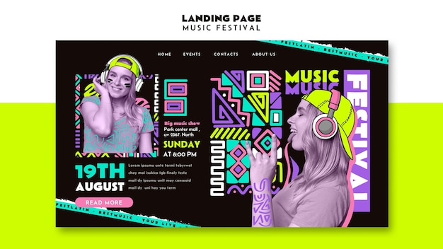 Gratis PSD muziekfestival sjabloonontwerp