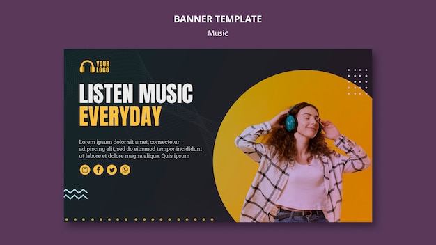 Gratis PSD muzikaal evenement banner sjabloonontwerp