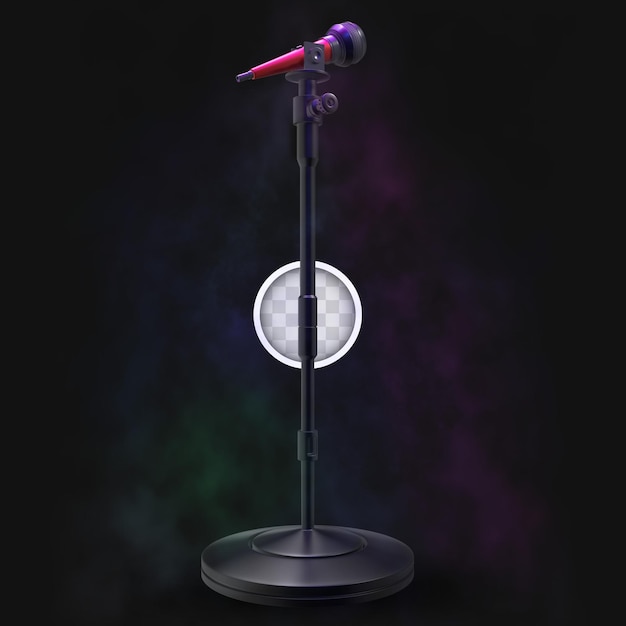 Muzikaal podium met microfoon. 3D-rendering