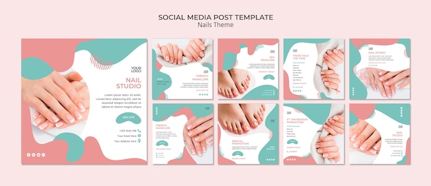 Gratis PSD nagelstudio social media postsjabloon