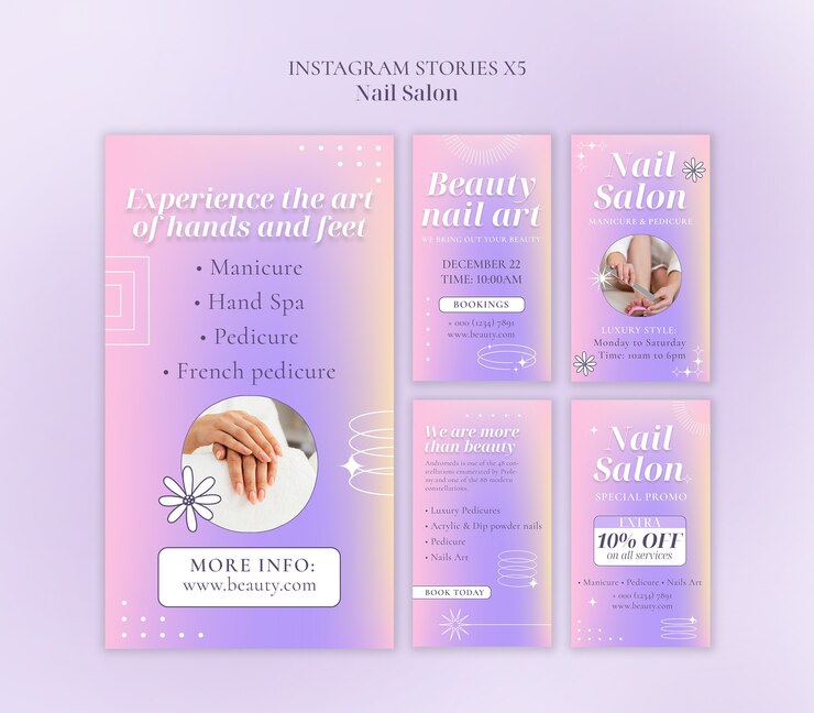 PSD Gratis nail salon instagram story template design