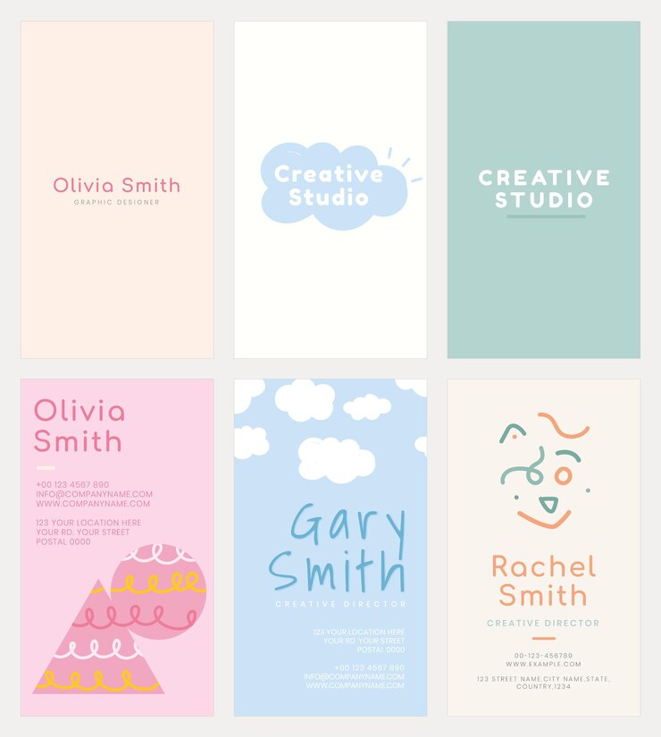 PSD Gratis name card template psd set in soft pastel color patterns