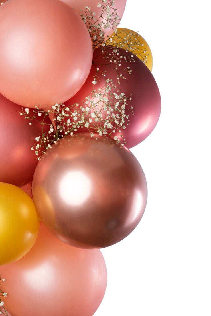 PSD gratuito natura morta di palloncini metallici