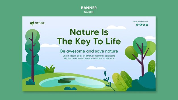 La naturaleza es la clave de la plantilla de banner de vida