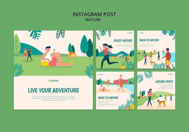 Gratis PSD natuurentertainment instagram-berichten