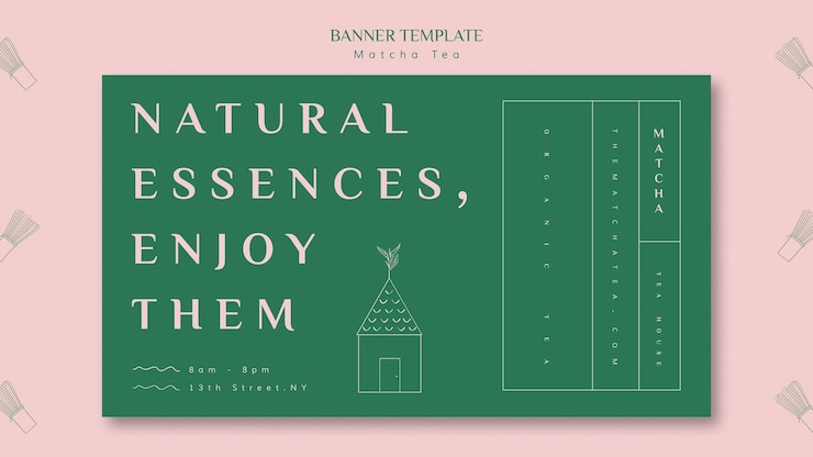Gratis PSD natuurlijke essenties, geniet van matcha-bannersjabloon