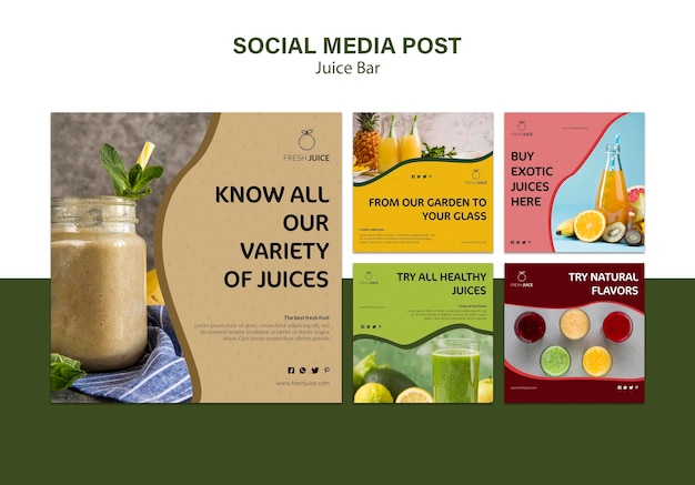 Gratis PSD natuurlijke juice bar social media post