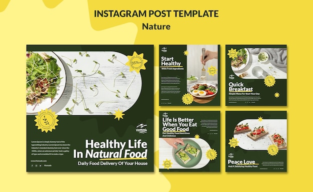 Gratis PSD natuurvoeding instagram posts sjabloon