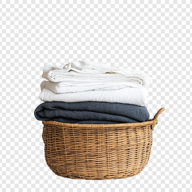 Neatly Folded Laundry in Wicker Basket