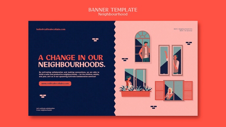 PSD Gratis neighborhood seminar horizontal banner template