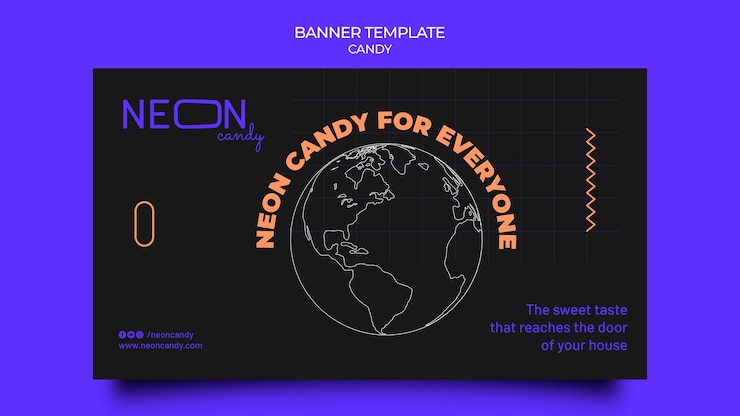 PSD Gratis neon banner template for candy store
