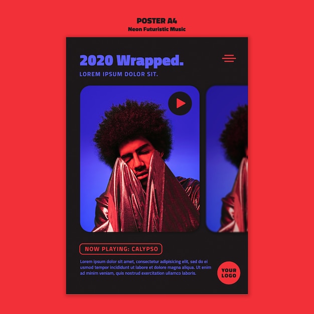 Gratis PSD neon futuristische muziek poster sjabloon