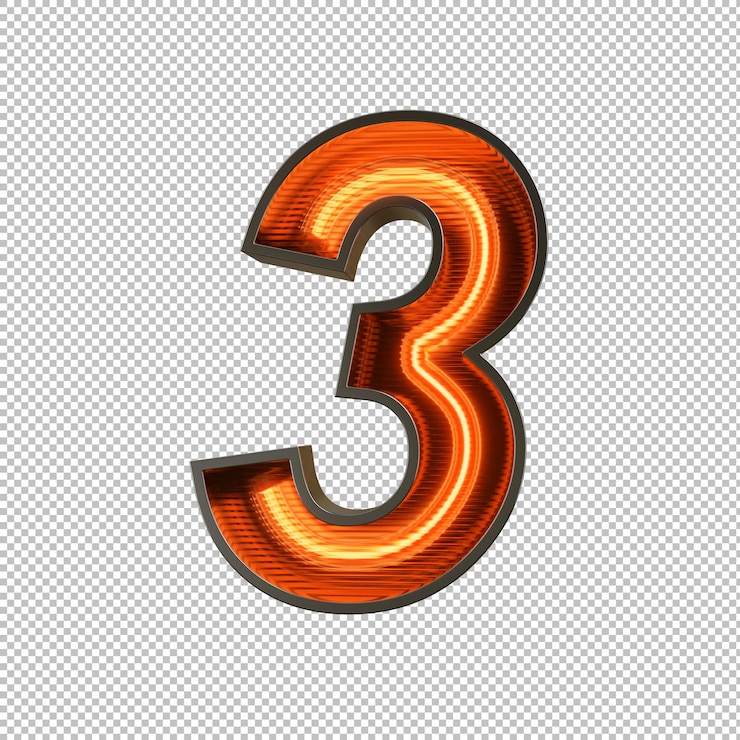 PSD Gratis neon light number on transparent background