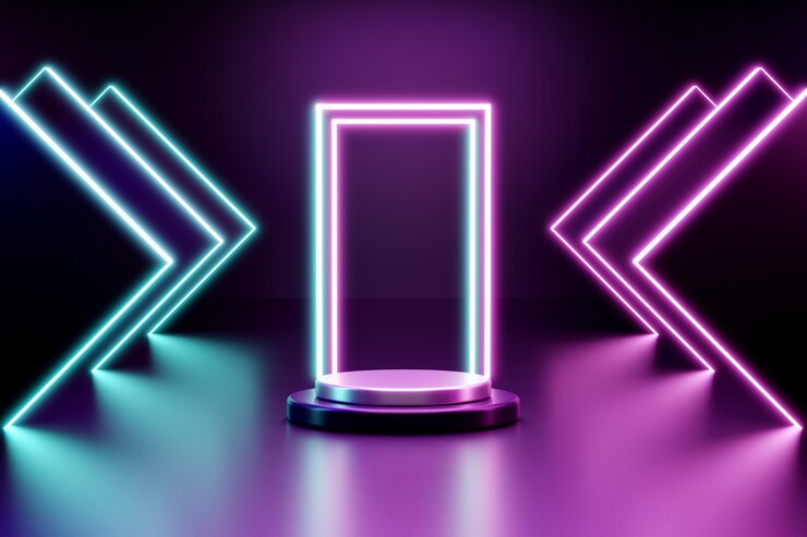 PSD Gratis neon podium sales podium background
