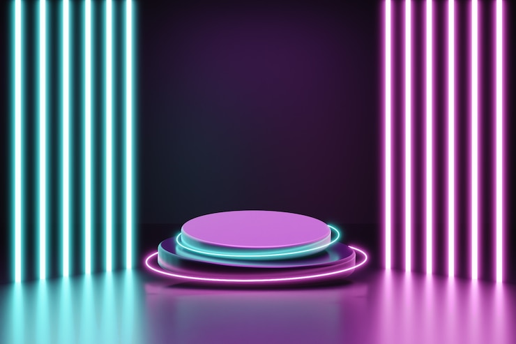 PSD Gratis neon podium sales podium background