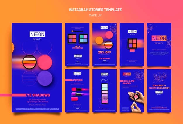 Gratis PSD neon type instagram verhalen sjabloon