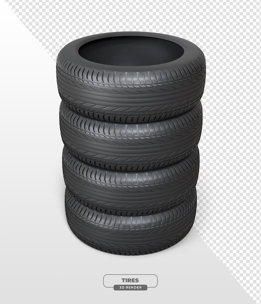 neumático de coche en renderizado 3D con fondo transparente