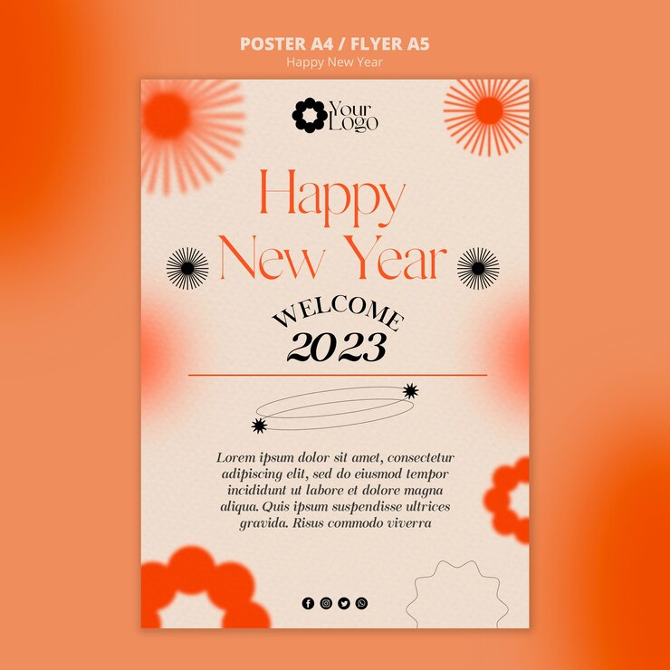 PSD Gratis new year 2023 poster template