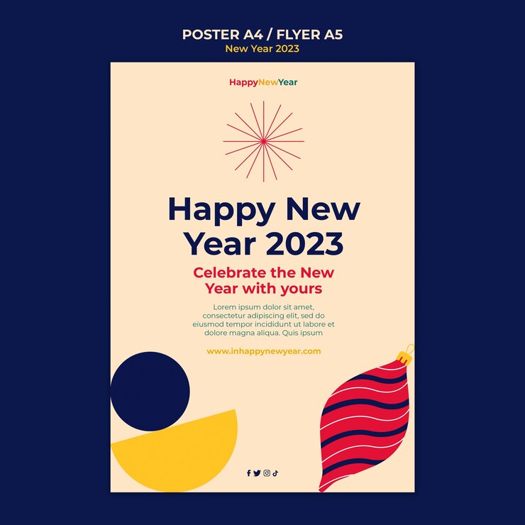 PSD Gratis new year 2023 poster template