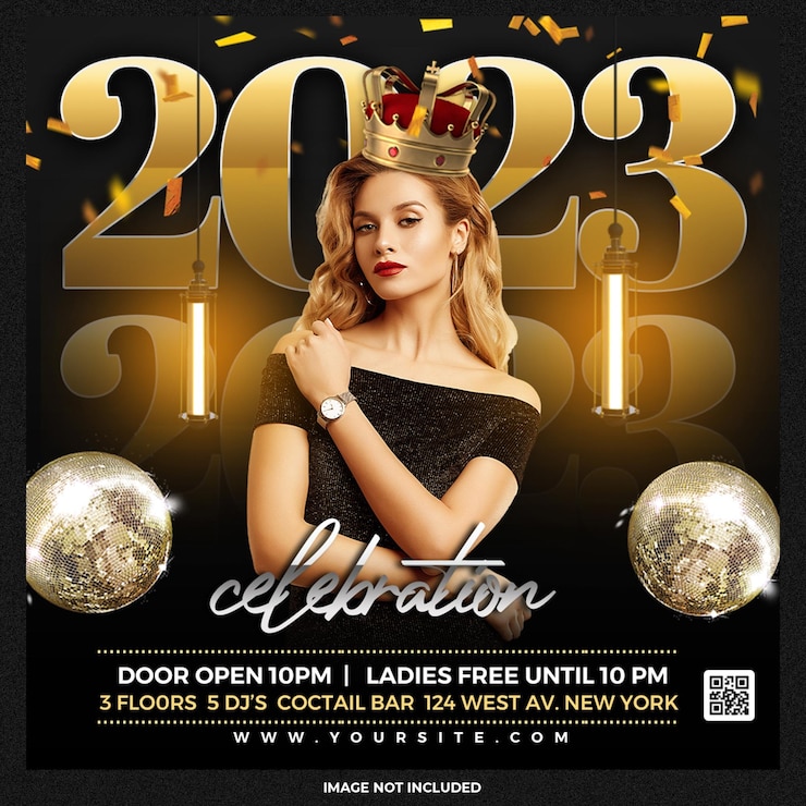 PSD Gratis new year celebration party pos